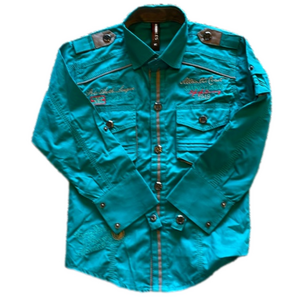 Bubbles Kids 22 Aqua Long Sleeve Button Down Shirt. NWOT